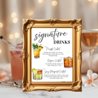 Birthday Drink Menu Template, Signature Drinks Sign, Milestone Birthday Retirement Party Cocktail Menu, Canva Digital Printable