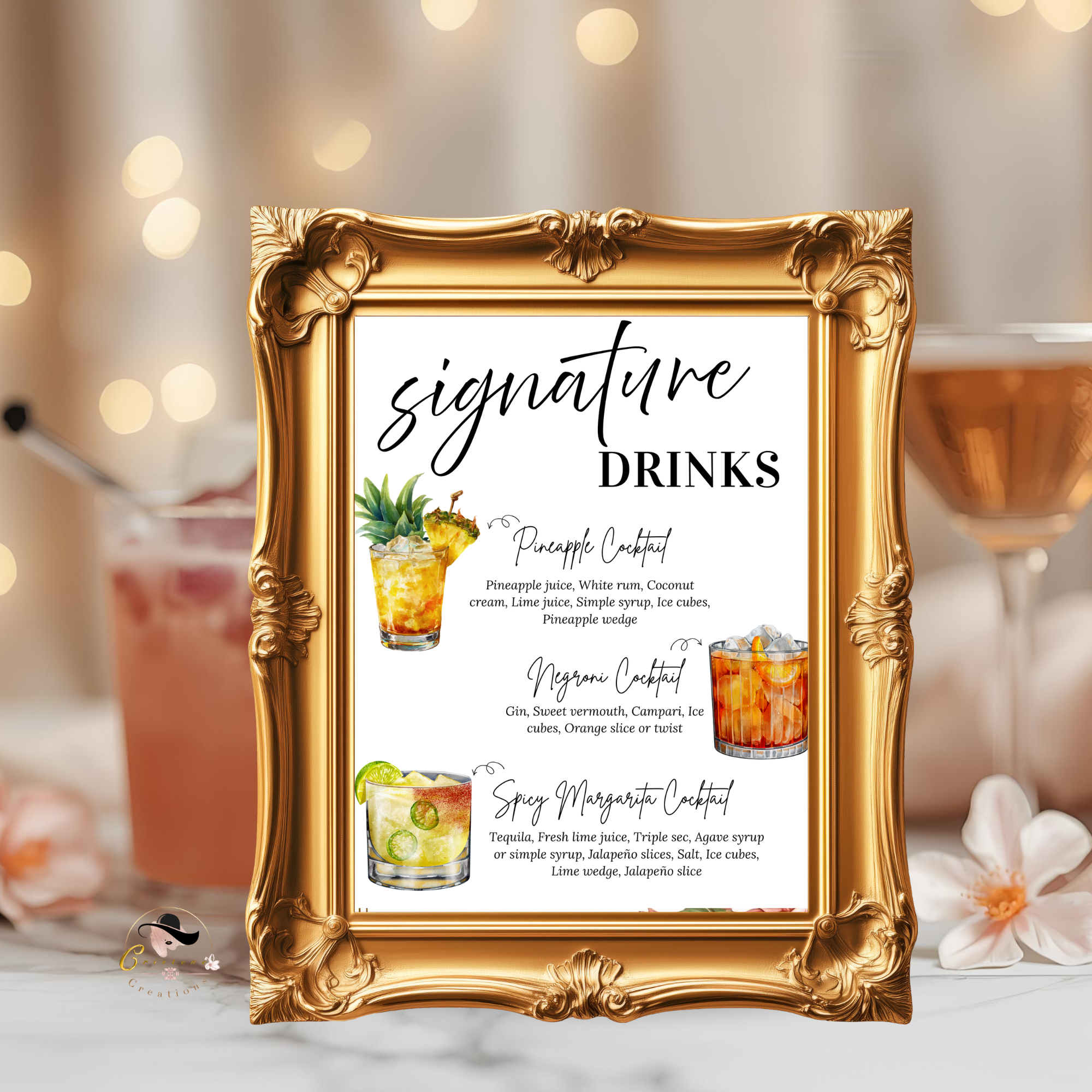 Birthday Drink Menu Template, Signature Drinks Sign, Milestone Birthday Retirement Party Cocktail Menu, Canva Digital Printable