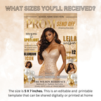 White Gold Prom Send Off Party Invitation, Prom Queen with photo invite, Girls Prom Night Flyer, Magazine Cover, Digital Printable Template