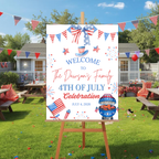 Fourth of July BBQ Welcome Party Sign, 4th of July Sign, USA Independence day, Patriotic Poster Sign, Red White Blue, Digital template