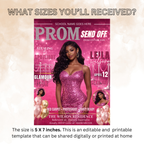 Pink Prom Send Off Party Invitation, Prom Queen with photo invite, Girls Prom Night Flyer, Glam Magazine Cover, Digital Printable Template