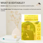 Boy Graduation Welcome Party Sign, Male Senior Grad Announcement Poster Sign with photo, Class 2026 Men Graduates Sign Printable Template