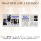 Graduation Newspaper Template with Photo, Class of 2026 Grad Announcement Invite for Him and Her, Editable Canva Blue Newspaper Invitation