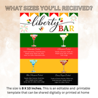 Juneteenth Signature Drinks Bar Menu Sign, Black Freedom Day Printable Table Sign, Jubilee Day Party Cocktails Sign, Canva Template