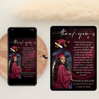 Graduation Thank You Card Template with Photo, Class of 2026 Grad Thank You Note for Him and her, Maroon Editable Canva Digital Printable