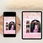 Wildflower Graduation Photo Thank You Card Template, Pink Floral Senior Grad Party Note (Digital Printable)