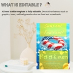 4th of July Pool Party Invitation, Summer BBQ Cookout Invite, USA Independence Day Party, Patriotic Invite, Canva Digital Printable Template