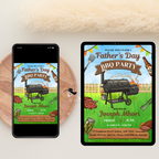 Fathers Day BBQ Cookout Invitation, Dad Party Pool Party Invite, Food Drinks Whiskey, Barbecue Dinner Invite, Printable Digital Template