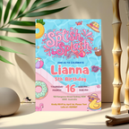 Pool Birthday Party Invitation for Girl, Splish Splash Invite, Summer Beach Kids Invite, Tropical Aloha Luau Invite, Printable Template