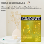 Blue Graduation Invitation, Boy Senior Grad Party with photos invite, Male College High school Graduates Announcement Card Flyer Template