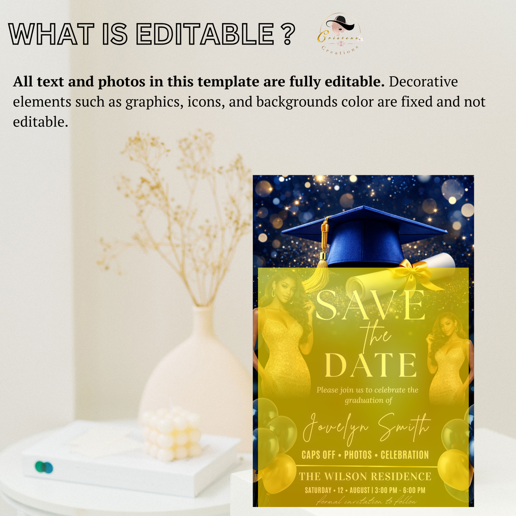 Graduation Save The Date Invitation, High School Grad Announcement Card with photo invite, Class of 2026 Flyer, Digital Printable Template