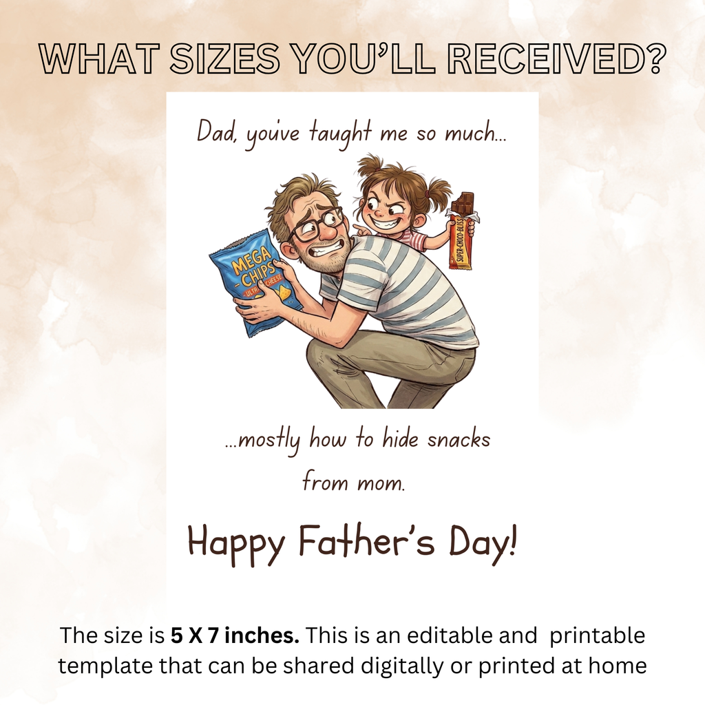 Funny Dad Card for Father’s Day, Dad Birthday Card, Dad Joke Gift from Daughter Son, Printable Digital Download Canva Template