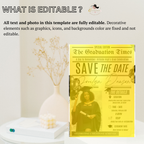 Graduation Save the Date with Photo Invitation, Newspaper Theme Grad Invite, Class of 2026 Girl Boy Invite, Editable Canva Template