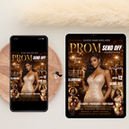 Brown Gold Prom Send Off Party Invitation, Prom Queen with photo invite, Girls Prom Night Flyer, Magazine Cover, Digital Printable Template