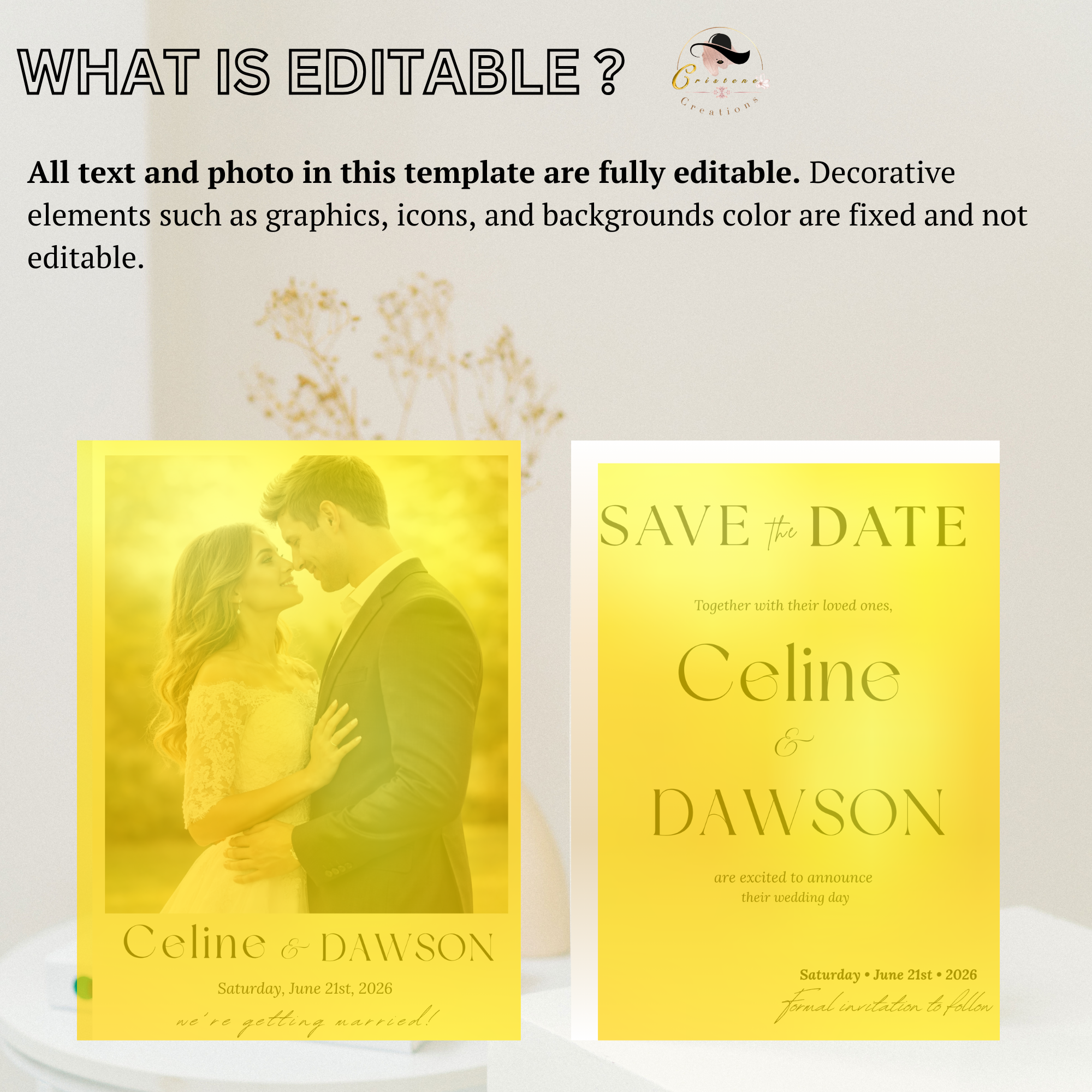 White Gold Wedding Save the Date Template with Photo Invitation, Save Date Party Invite, Engagement Card Invite, Digital Printable Template