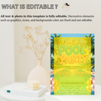 Birthday Pool Party Invitation, Summer Tropical Aloha Luau Adult Birthday Invite, Hawaiian Invite, Editable Printable Canva Digital Template
