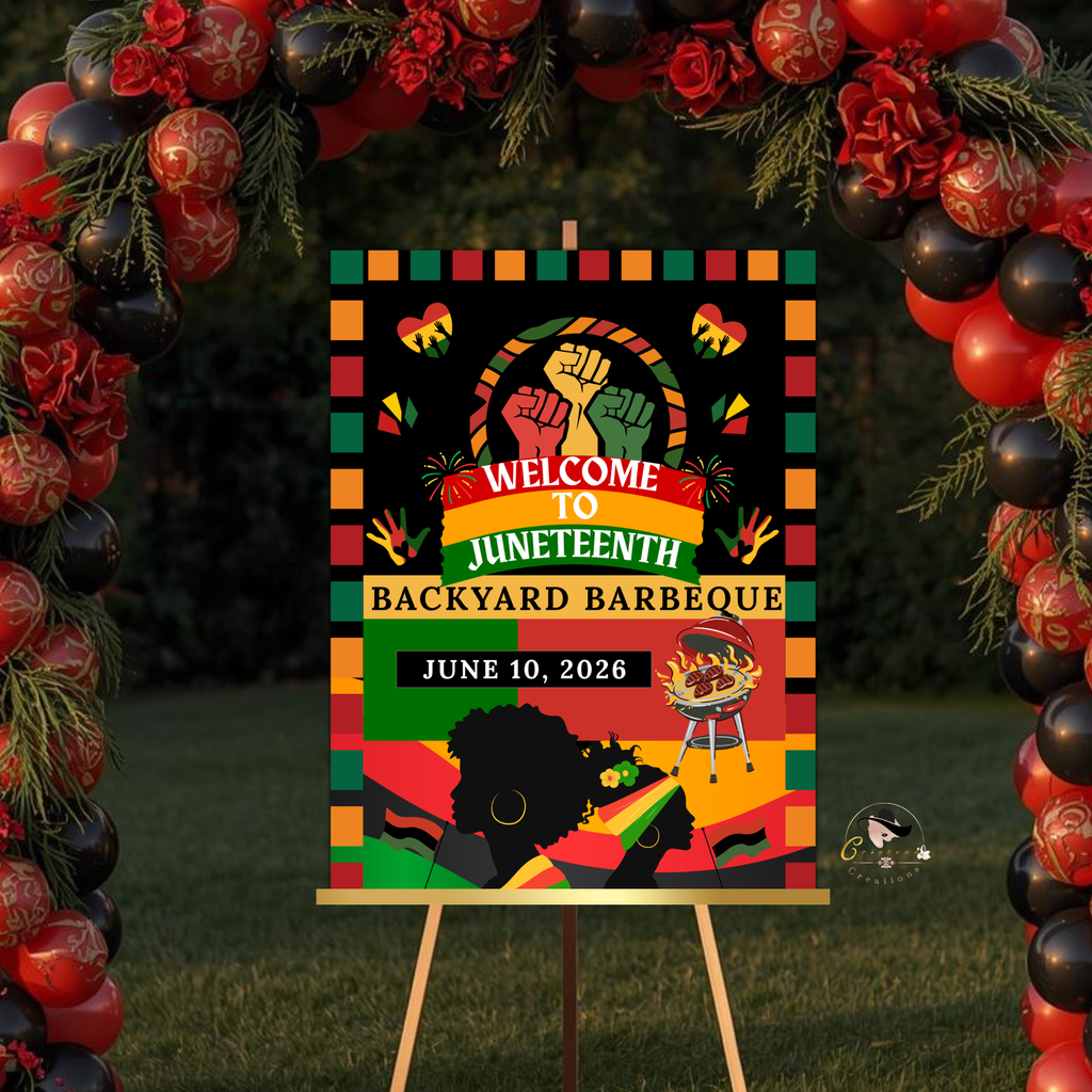 Juneteenth Welcome Sign, BBQ Party Sign, Independence Day Sign, Black Freedom Celebration Poster Sign, Digital Printable Template