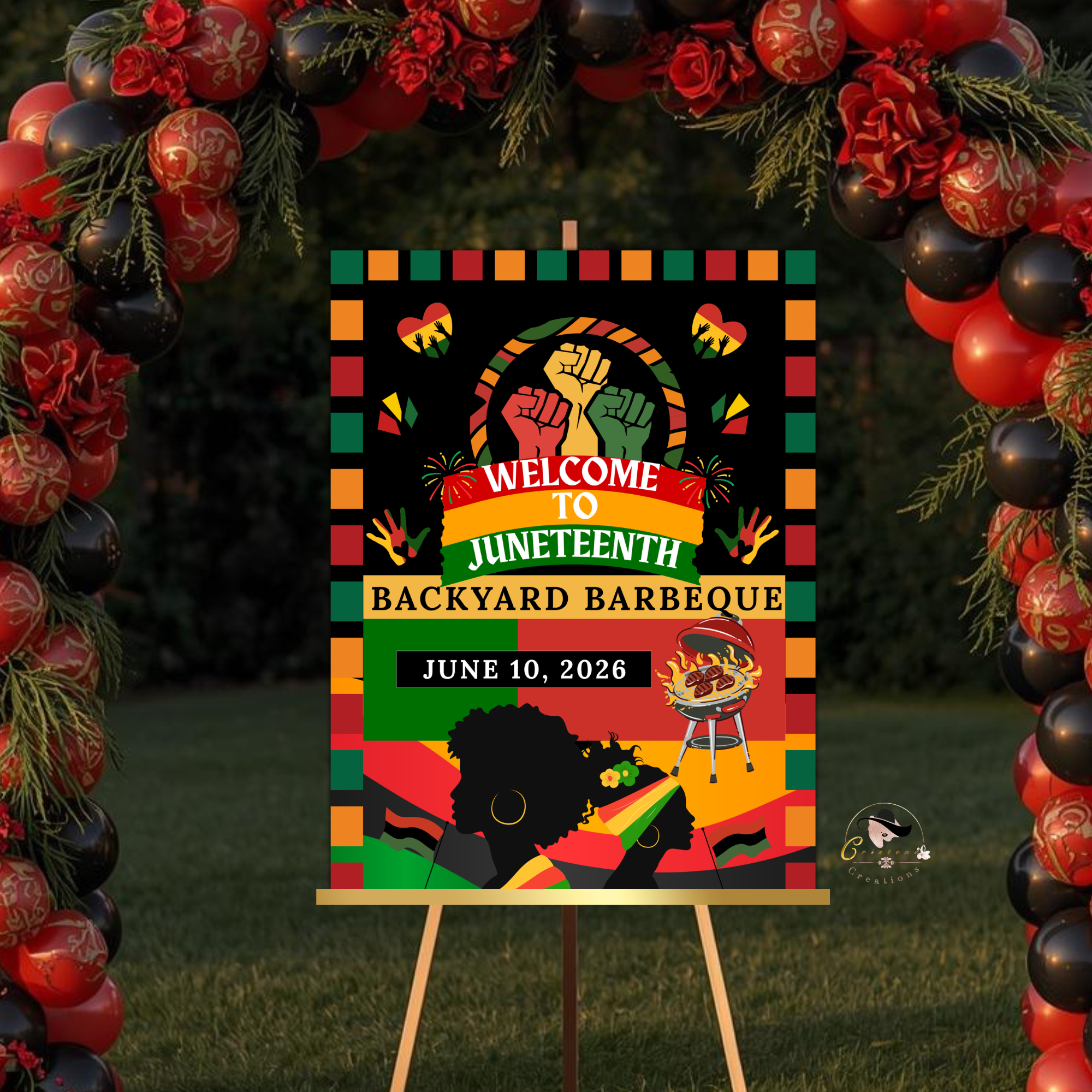 Juneteenth Welcome Sign, BBQ Party Sign, Independence Day Sign, Black Freedom Celebration Poster Sign, Digital Printable Template