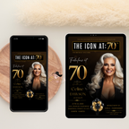70th Birthday Invitation for Man and Woman, 70 and Fabulous, Photo Invitation Template, Birthday Dinner Brunch Invite, Editable Canva Card