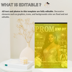 Black Silver Prom Send Off Party Invitation, Prom Queen with photo invite, Girls Prom Night Flyer, Magazine Cover Digital Printable Template
