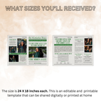 Class of 2026 Graduation Newspaper Template with Photo, Green Grad Announcement for Boys and Girls, Canva Editable Digital Printable