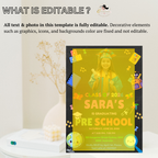 Pre K Graduation Announcement Invitation with Photo, Kindergarten Class of 2026 Invite, Kids Grad Party Invite, Printable Canva Template