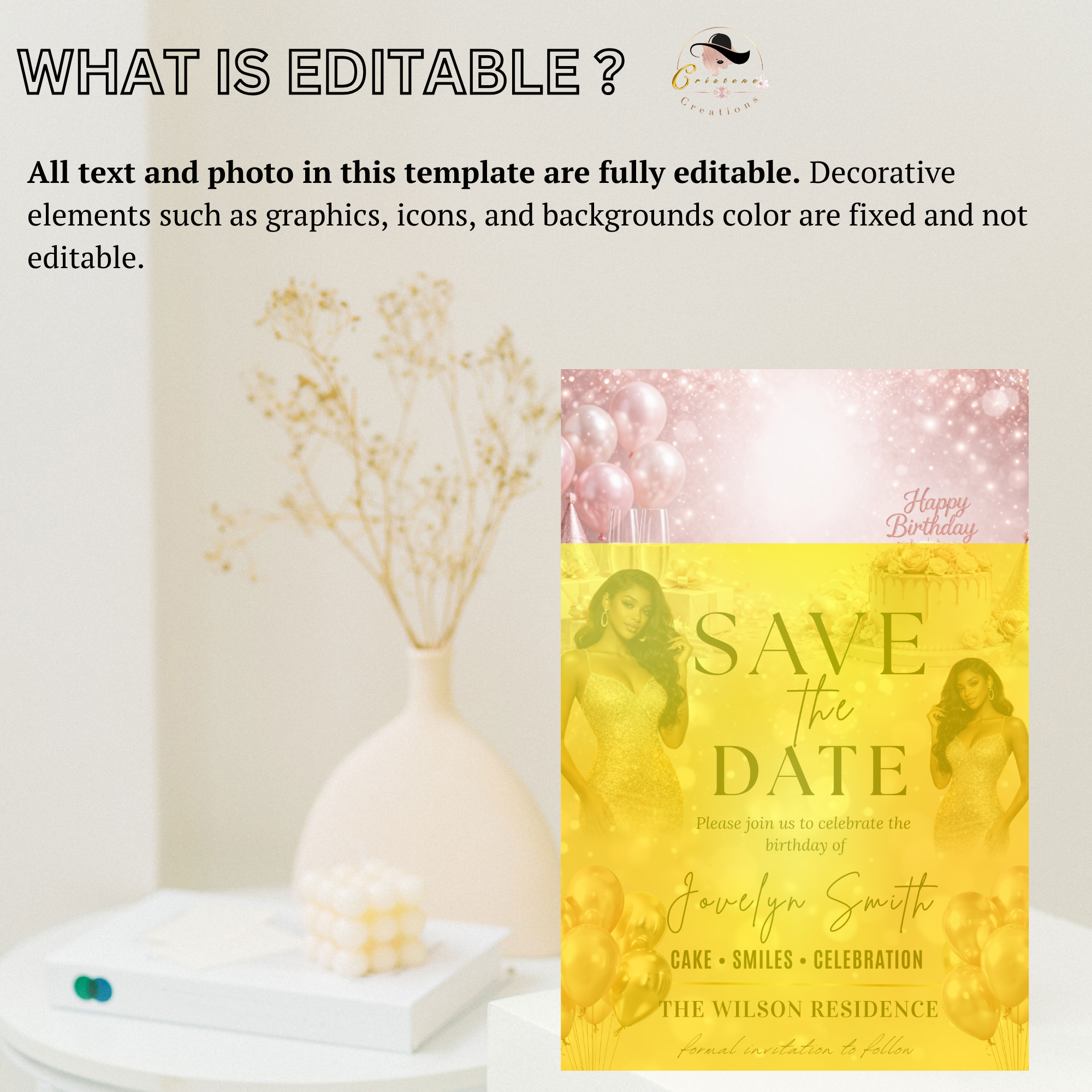 Pink Save the Date Birthday Invitation, Sweet 16 Save Date Party with photo Invite, Quinceanera Event Card, Printable Digital Template
