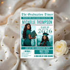 Newspaper Nurse Graduation Announcement Invitation, RN Pinning Ceremony with photo invite, LPN Nursing Graduates, BSN Green Flyer Template