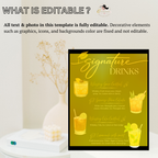 Graduation Signature Drink Sign, Grad Drink Menu Template, Class of 2026 Bar Menu, Black Gold Printable Party Sign