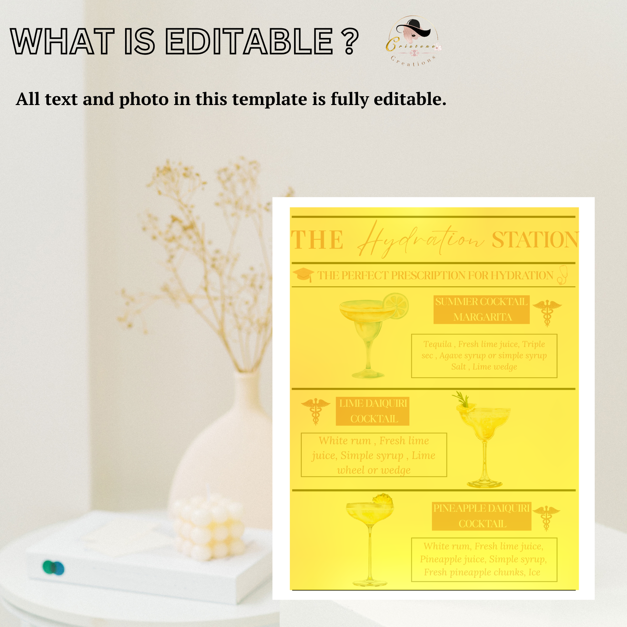 Pink Nurse Graduation Drink Sign, RN LPN CNA Bar Menu Card, Hydration Station Sign, Woman Cocktail Menu, Editable Canva Printable Template