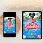Kids Pool Party Birthday Invitation with Photo, Summer Tropical Splash Party Invite, Girl Swim Invite, Printable Editable Digital Template