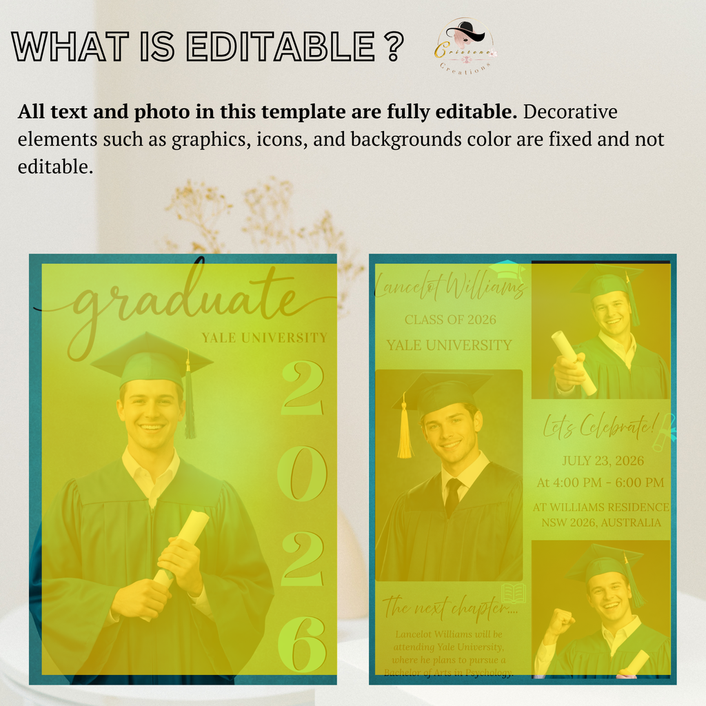 Teal Senior Graduation Invitation, Boy High School Grad with photo invite, Class of 2026, Graduates Flyer Card, Digital Printable Template