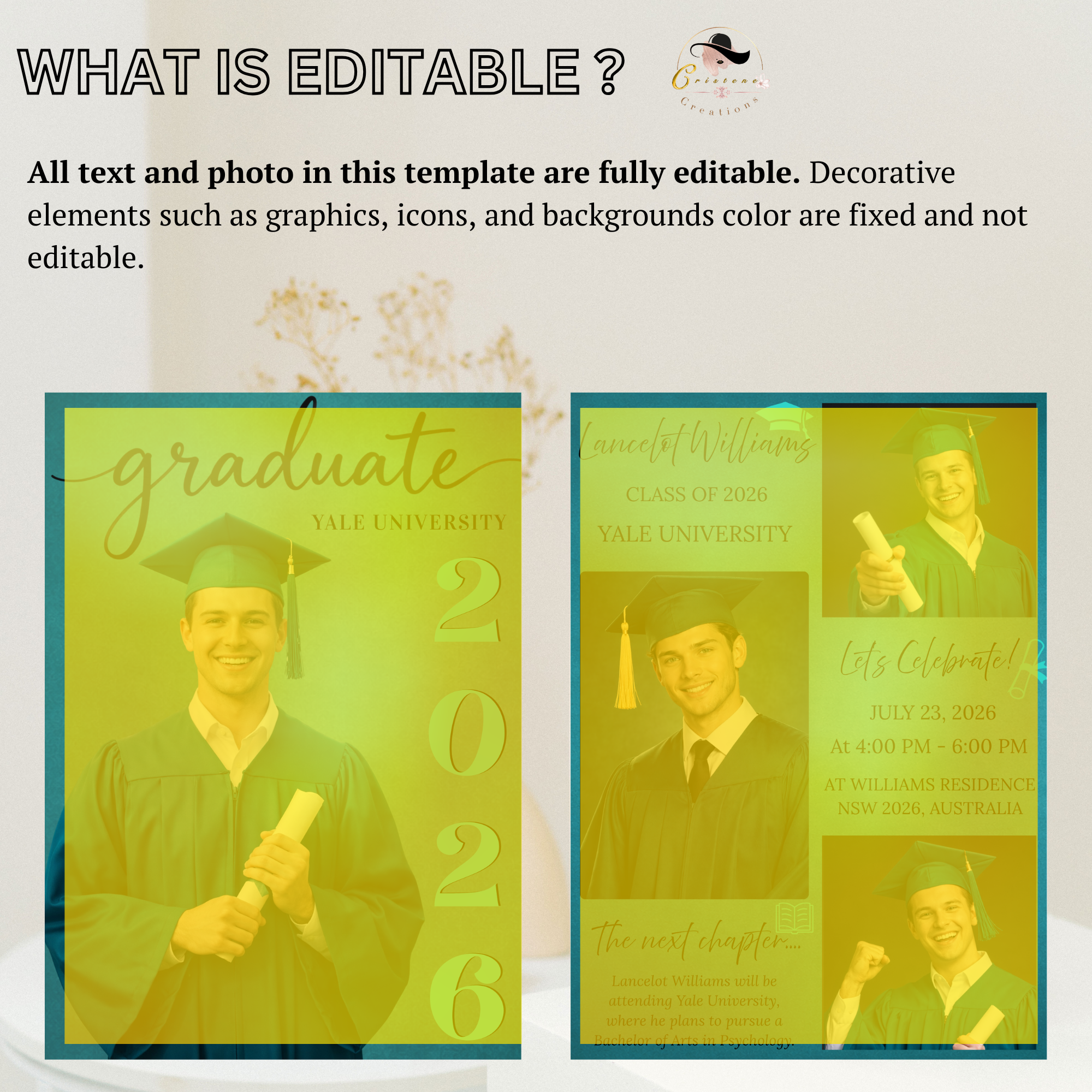 Teal Senior Graduation Invitation, Boy High School Grad with photo invite, Class of 2026, Graduates Flyer Card, Digital Printable Template