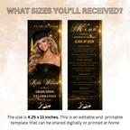 Black Gold Graduation Menu with Photo, Class of 2026 Menu Card, Elegant Grad Dinner Menu Template, Boy Girl Menu, Editable Canva Printable