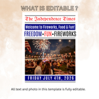 4th of July Welcome Sign with Photo, Newspaper Style Patriotic Party Sign, July 4th Poster Sign, Independence Day Sign, Printable Template