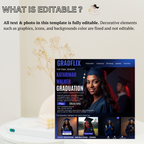 Movie Theme Graduation Invitation with Photo, Blue Streaming Style Grad Announcement Invite, Class of 2026 Flyer, Digital Printable Template