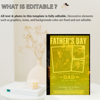 Father’s Day BBQ Party Invitation with photo, Dad Barbecue Cookout Invite, Grill Summer Invite, Black Gold Printable Editable Canva Template