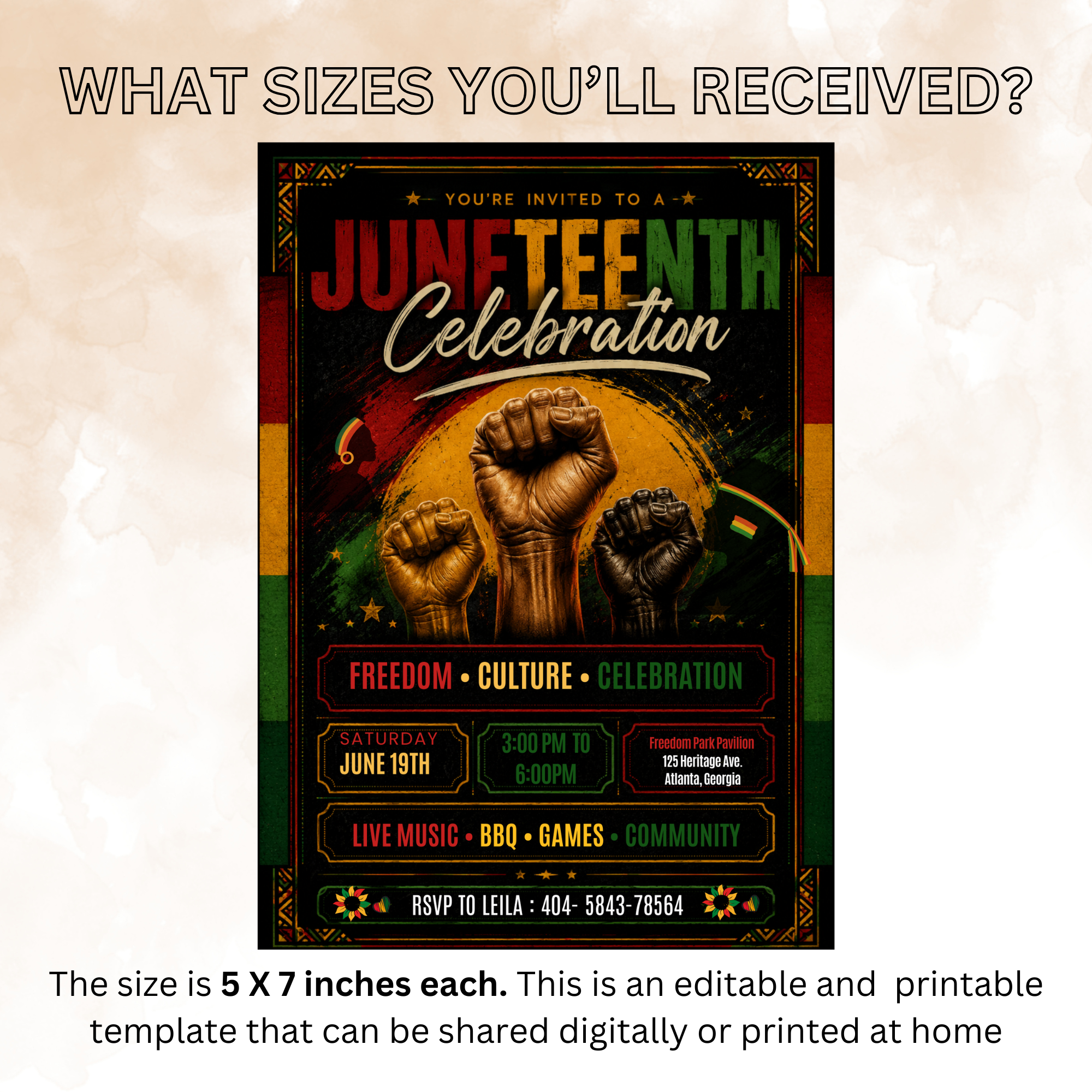 Juneteenth BBQ Cookout Invitation, Black Freedom Day Celebration Party Invite, Emancipation Day, Jubilee Day Invite, Digital Template