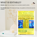 Newspaper Prom Send Off Invitation, Prom Queen with photo invite, Teen Boy Prom Night Party Flyer, Blue Prom Card Digital Printable Template