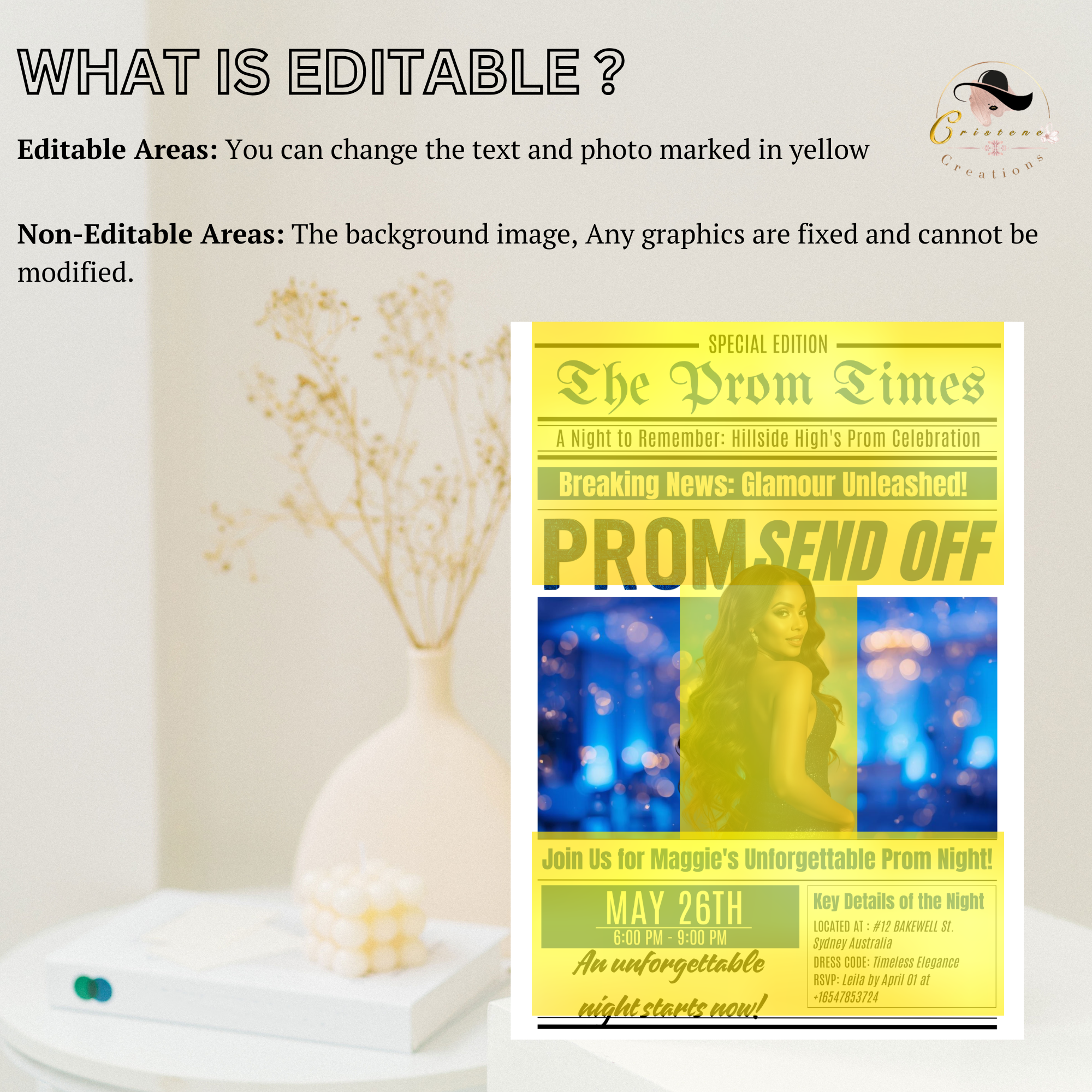 Newspaper Prom Send Off Invitation, Prom Queen with photo invite, Teen Boy Prom Night Party Flyer, Blue Prom Card Digital Printable Template
