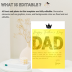 Father’s Day Card Template, DAD Greeting Photo Card, Letter To Daddy, Father Appreciation Card, Printable Digital Download