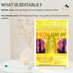 Pink Newspaper Prom Send Off Invitation, Prom Queen with photo invite, Teen Girl Prom Night Party Flyer Card, Digital Printable Template