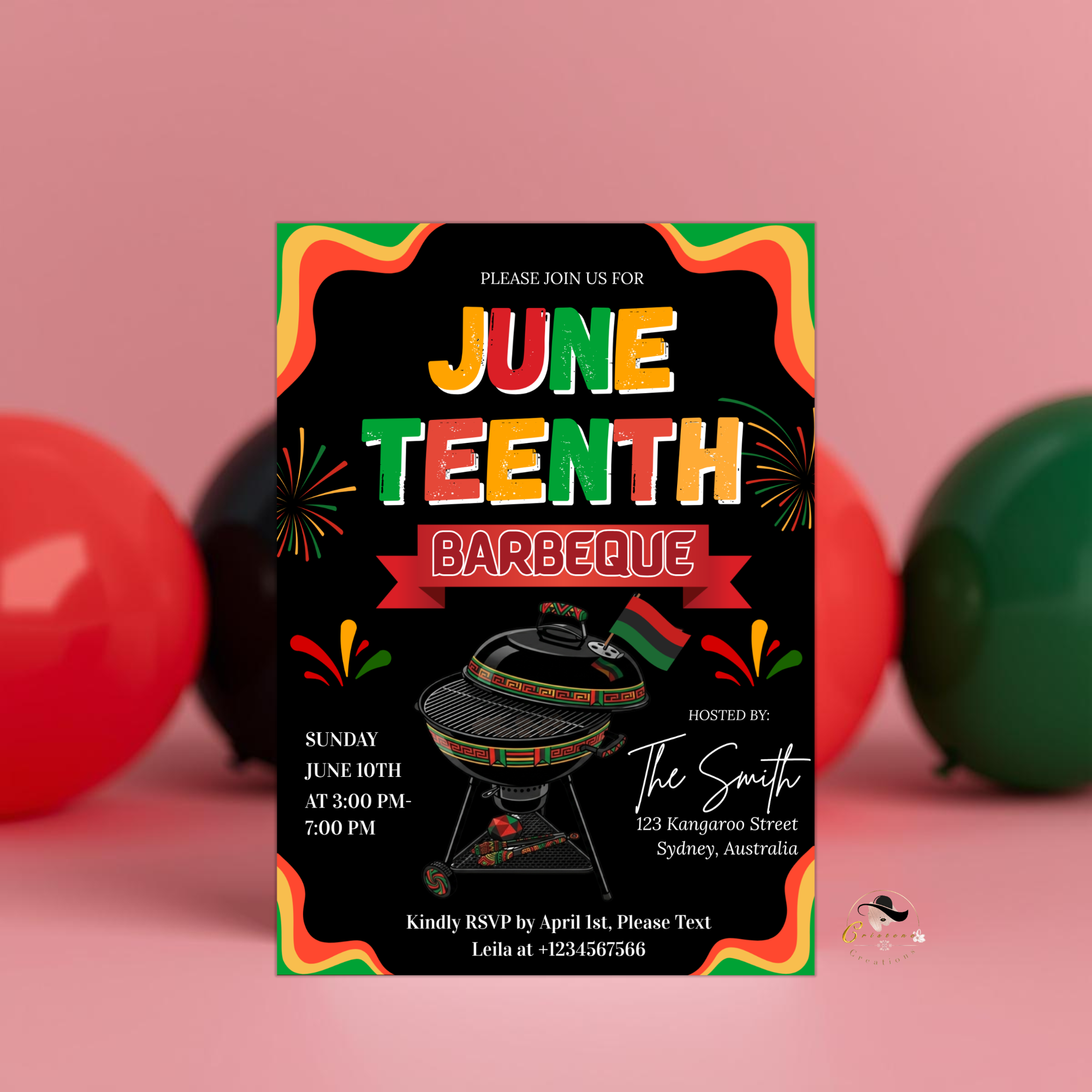 Juneteenth BBQ Party Invitation, Cookout Celebration Invite, Black Freedom Independence Day, Editable Printable Digital Template