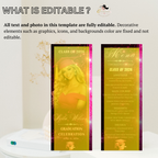 Pink Graduation Dinner Menu with Photo, Class of 2026 Menu Card, Elegant Grad Brunch Menu Template, Girl Graduates, Editable Canva Printable