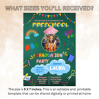 Pre K Graduation Invite with Photo, Preschool Grad Invitation, Kindergarten Class of 2026 Kids Party Invite, Canva Printable Template
