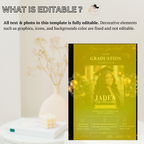 Graduation Invitation with Photo for Him and Her, Class of 2026 High School College Grad Party Invite Black Gold Editable Printable Template