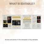 Graduation Announcement Newspaper Template with Photo, Class of 2026 for Boys and Girls, Senior Grad Invite, Gold Editable Printable Canva