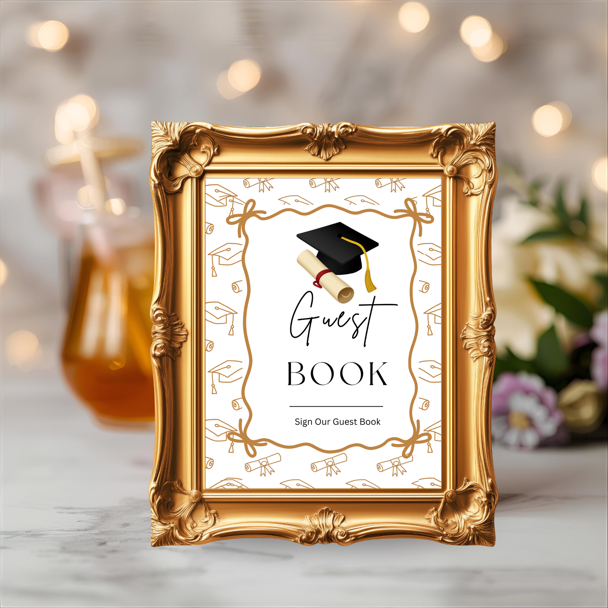 White Gold Coquette Graduation Table Signs Bundle, Senior Grad Favor sign, College Fund Sign, Woman Graduates Party Decor Printable Template
