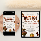 Fathers Day BBQ Party Invitation, Dad Cookout Pool Party Invite, Food Drinks Whiskey Barbecue Celebration, Printable Digital Canva Template