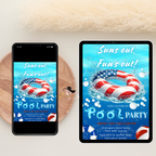 4th of July Pool Party Invitation, Summer BBQ Cookout Invite, USA Independence Day Party, Patriotic Invite, Canva Digital Printable Template